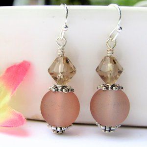 Beige Sea Glass Earrings